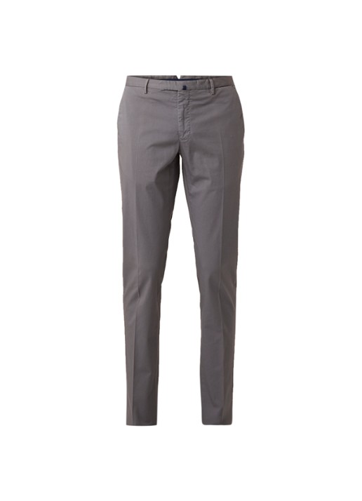 Zanone Slim fit pantalon met persplooi - voorkant 4 middengrijs