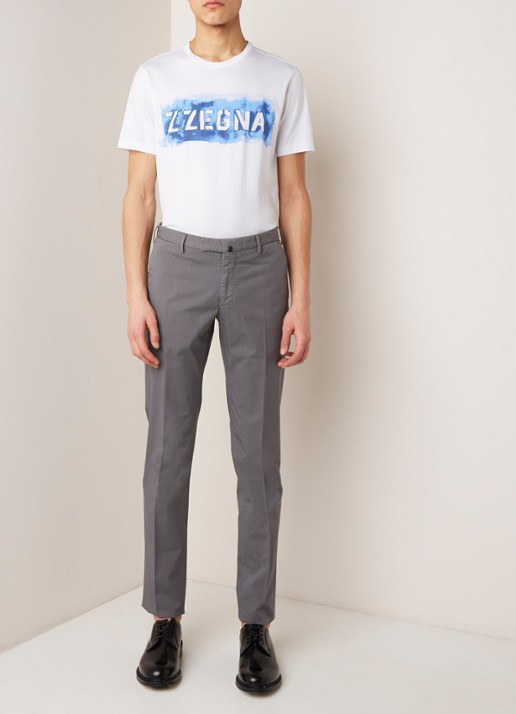 Zanone Slim fit pantalon met persplooi - voorkant 5 middengrijs