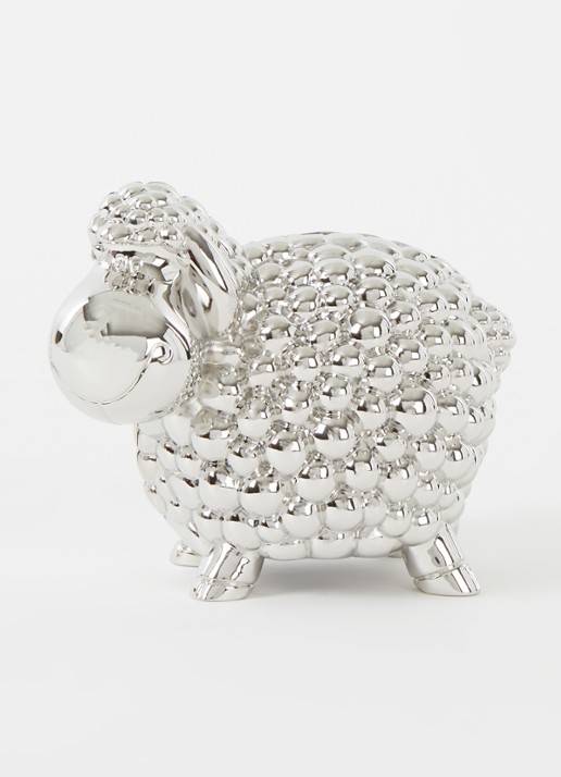 Zilverstad Sheep spaarpot 8,5 cm - voorkant 3 zilver