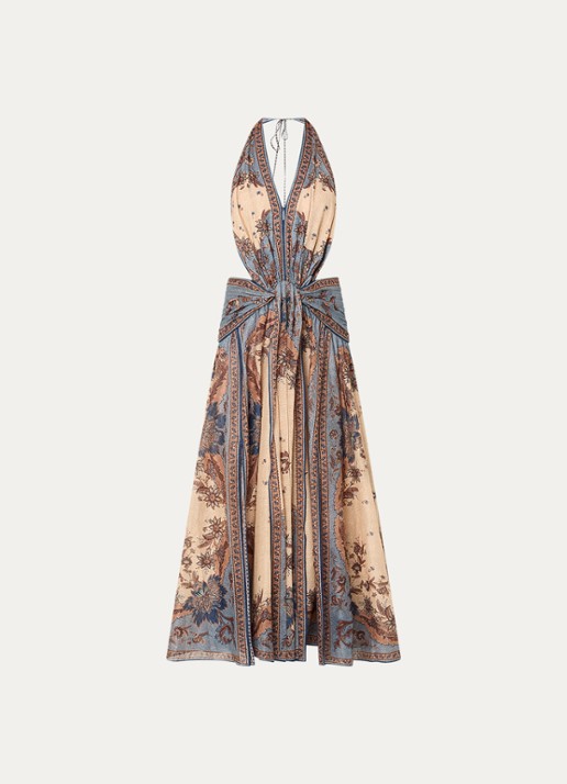 Zimmermann Ascension maxi jurk met bloemenprint - voorkant beige