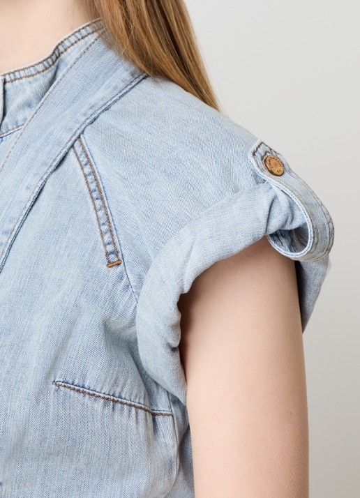 Zimmermann Blouse van denim - detail 2 blauwgrijs