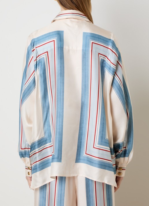Zimmermann Blouse van zijde met print en sjaalkraag - achterkant 3 creme