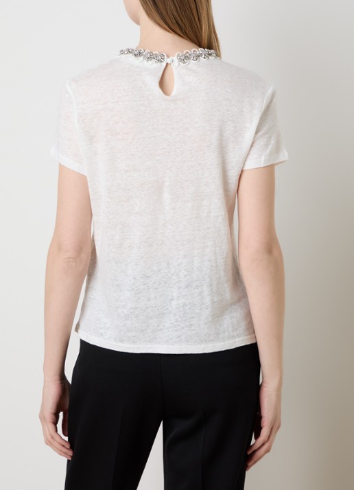 Zimmermann Embellished top van linnen met strass - achterkant 5 wit