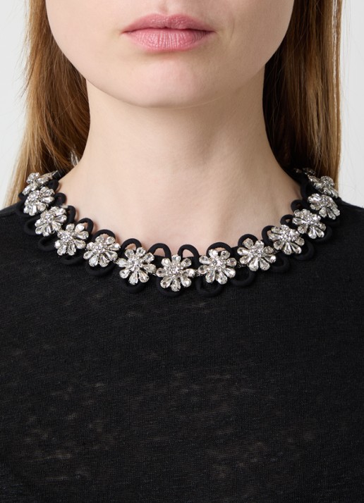 Zimmermann Embellished top van linnen met strass - detail 4 zwart