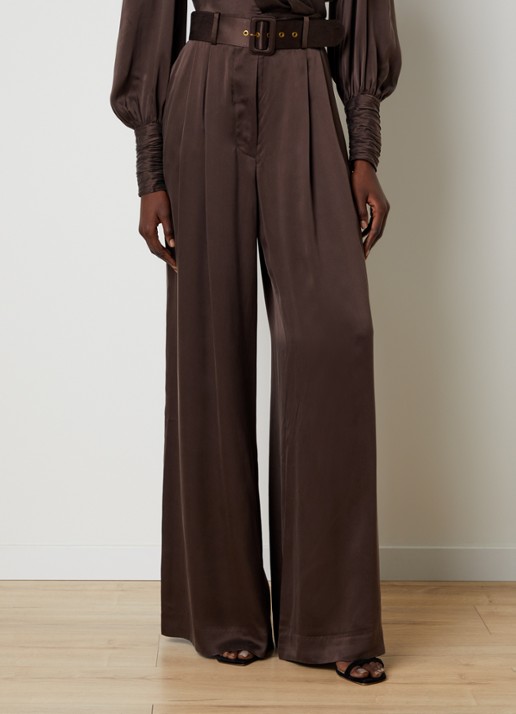 Zimmermann High waist flared fit pantalon van zijde met ceintuur