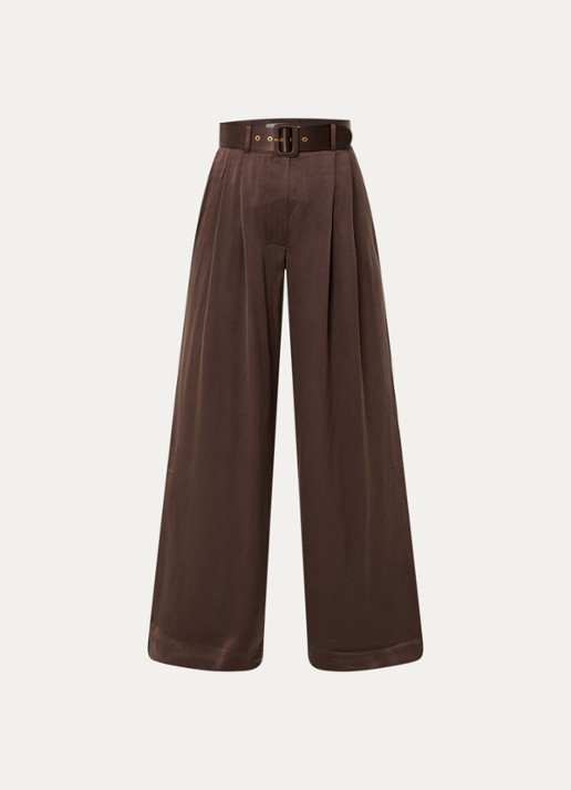 Zimmermann High waist flared fit pantalon van zijde met ceintuur