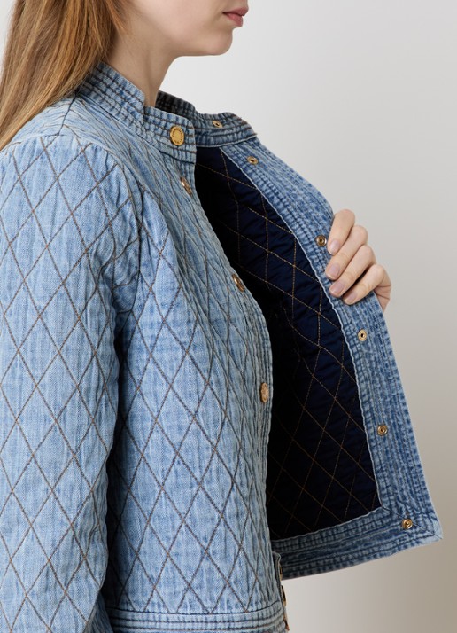 Zimmermann Indra spijkerjas met quilt patroon - detail 5 indigo