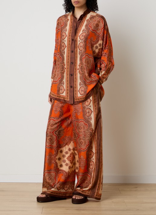 Zimmermann Mahon high waist wide fit palazzobroek van zijde met print - voorkant 2 oranje