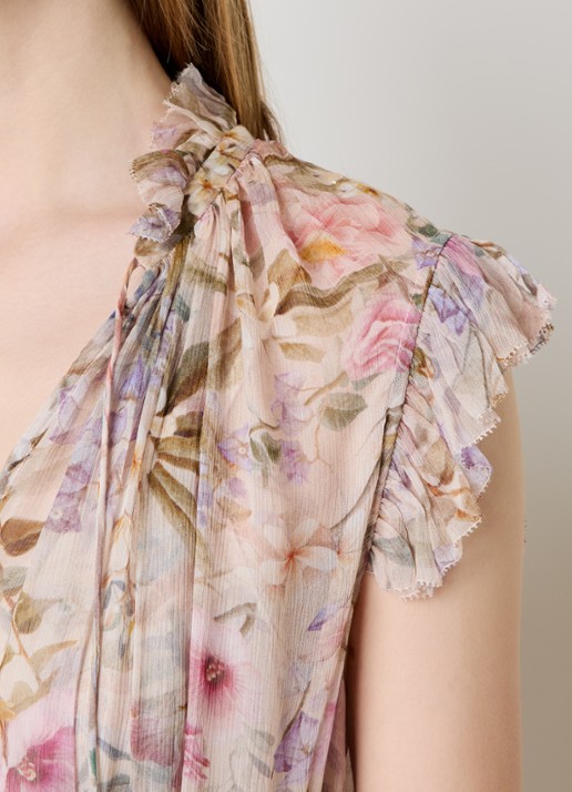 Zimmermann Rebellion midi tuniekjurk met bloemenprint - detail 5 gebroken wit