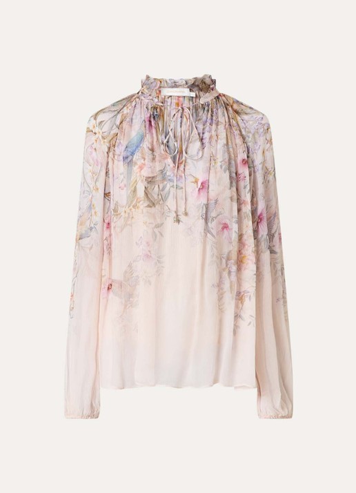 Zimmermann Rebellion tuniek met bloemenprint - voorkant lichtroze