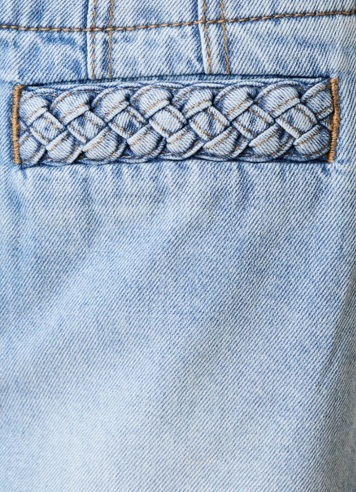 Zimmermann Wanderlust high waist loose fit korte broek van denim - detail 3 indigo