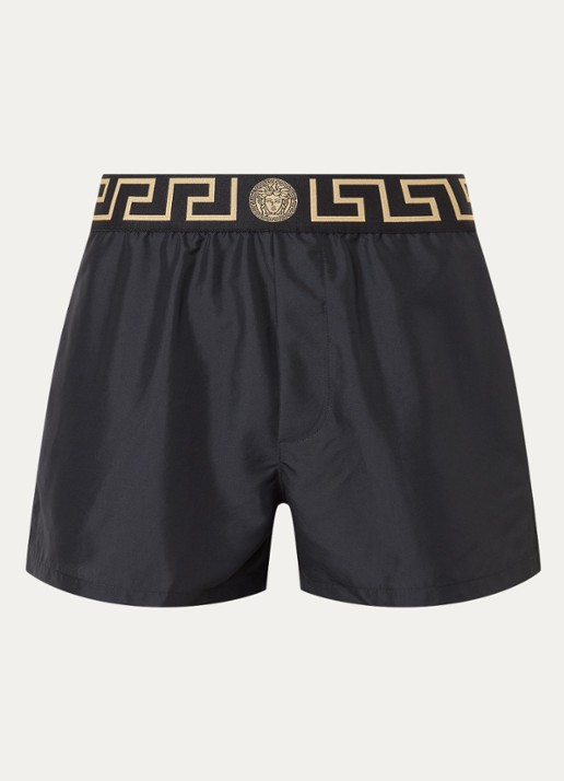Zwemshorts met logoband - voorkant zwart