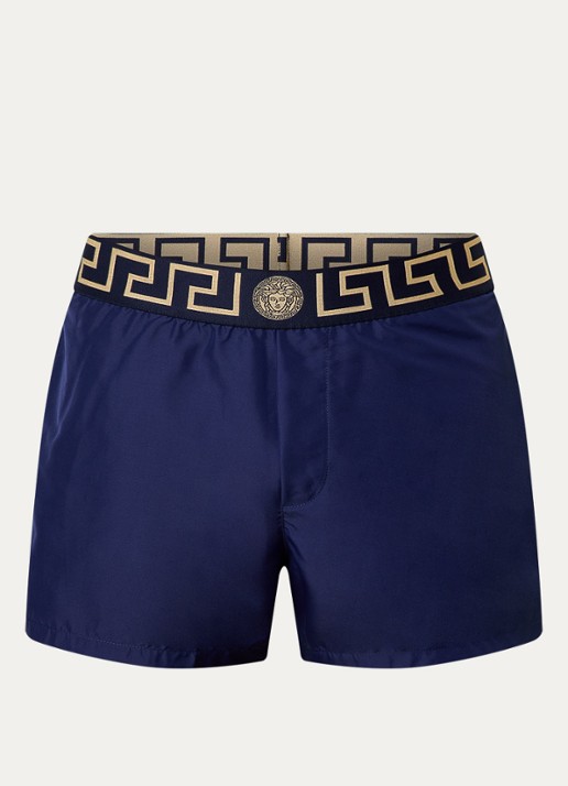 Zwemshorts met logoband - voorkant 2 beige