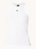 Tanktop met ribstructuur en logoborduring - Wit