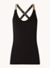 The Wrapper top met logoband en lurex - Zwart