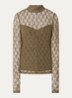 Amy semi-transparante top met broderie - Olijfgroen