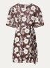 Celina mini jurk met ceintuur en bloemenprint - Donkerbruin