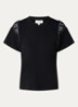 Ceyda T-shirt met broderie - Zwart