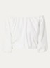 Maddy Popline off shoulder top met pofmouw - Wit