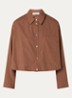 Mikkie cropped blouse met strass en borstzak - Bruin