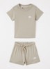 Set van T-shirt met korte broek 2-delig - Beige