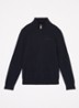 Fijngebreide pullover van  katoen met halve rits - Donkerblauw