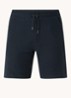 Fijngebreide straight fit korte broek van  katoen - Donkerblauw