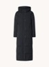 Nia longline puffer jas met ritszakken en capuchon - Zwart