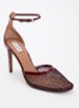 Pump van mesh met kalfsleren details - Bordeauxrood