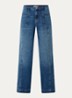 Lori mid waist wide fit jeans met medium wassing - Middenblauw
