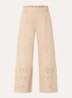 Moonflower high waist loose fit pantalon met broderie - Beige