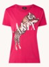 T-shirt met logoprint - Donkerroze