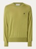 Fijngebreide pullover van merino wol met logoborduring - Mosgroen