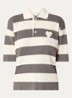 Grofgebreide polo met streepprint en logo - Grijs