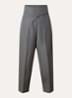 High waist loose fit pantalon van wol met steekzakken - Grijs