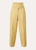 High waist loose fit pantalon van wol met steekzakken - Mosterd