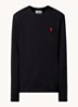 Longsleeve van  katoen met logoborduring - Zwart
