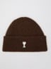 Muts in alpaca wolblend met logoborduring - Bruin