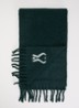 Sjaal in alpaca wolblend met franjes 235 x 30 cm - Donkergroen