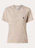 T-shirt met logoborduring - Beige