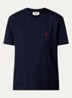 T-shirt van  katoen met logoborduring - Donkerblauw