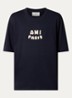T-shirt van  katoen met logoborduring - Donkerblauw