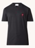 T-shirt van katoen met logoborduring - Zwart