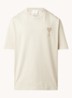 T-shirt van katoen met logoborduring - Beige