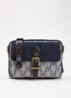 Crossbodytas met logoprint en details van leer - Indigo