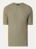 Fijngebreid T-shirt van wol met structuur - Khaki