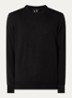 Fijngebreide pullover in zijdeblend met logoborduring - Zwart