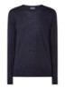 Fijngebreide pullover van wol - Donkerblauw