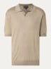 Fijngebreide regular fit polo in zijdeblend - Zand