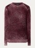 Fijngebreide trui in wolblend met print - Aubergine